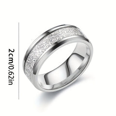 Rime Silk Pattern Titanium Steel Ring for Men