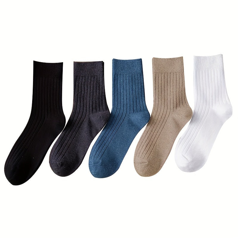 5 Pairs Women's Solid Socks Breathable & Comfy Stockings