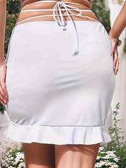  Ruched Bikini Bottoms Medium Stretch Swimsuit Skirt