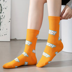 6 Pairs Letter Print Socks Women's Stockings & Hosiery