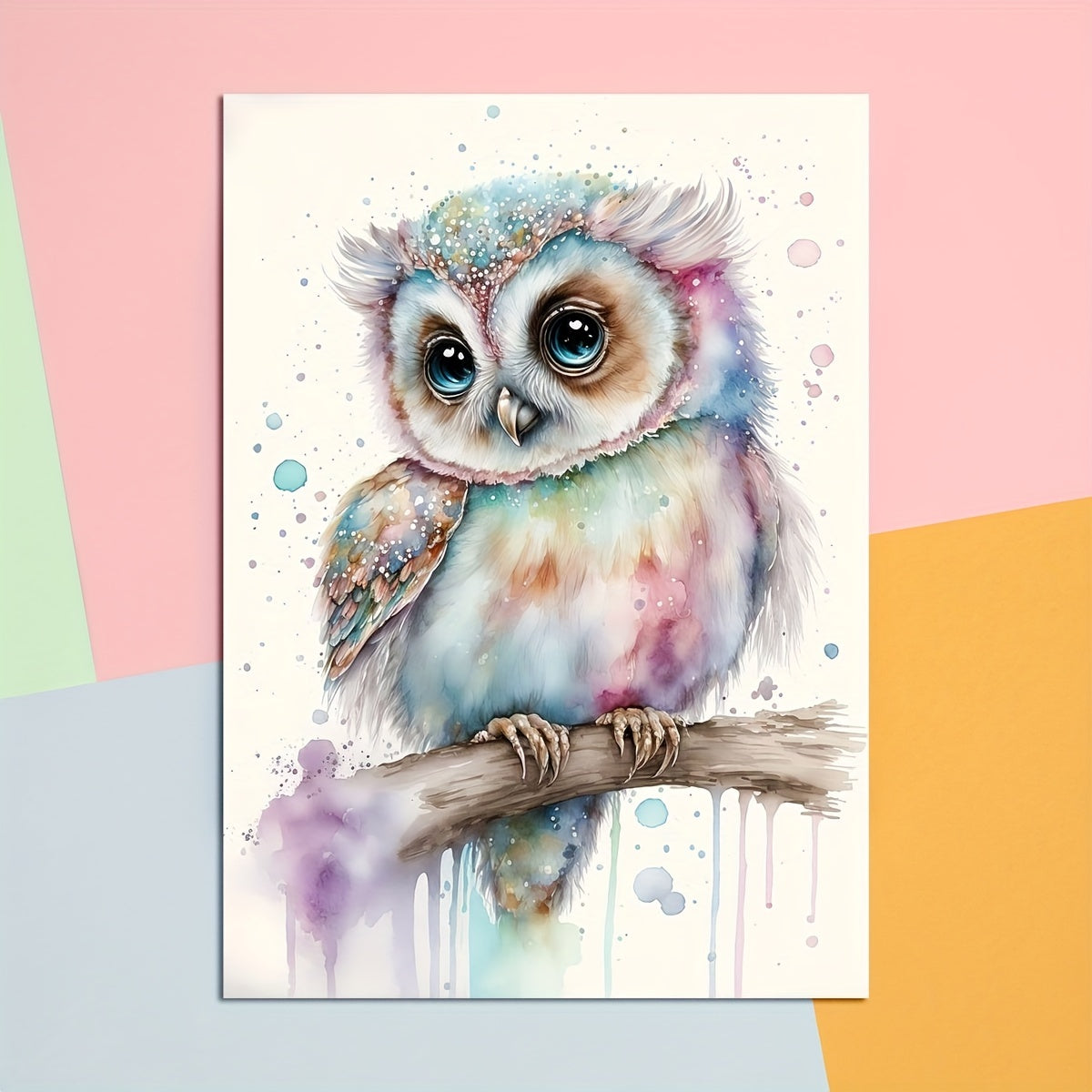 Modern Watercolor Art Baby Owl Wall Sticker Kids Room Decor