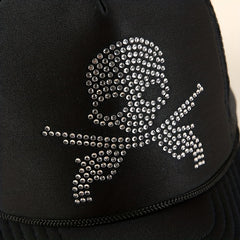 Rhinestone Skull Baseball Cap Hip Hop Trucker Hat