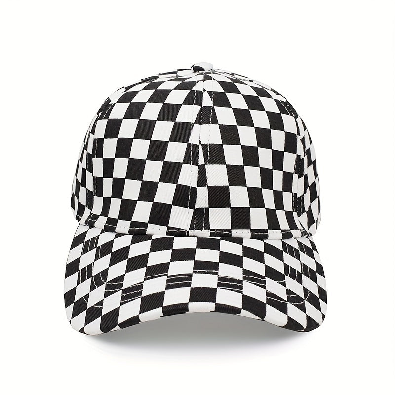 Men's Checkerboard Baseball Cap Soft Top Summer Sun Hat