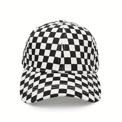 Men's Checkerboard Baseball Cap Soft Top Summer Sun Hat