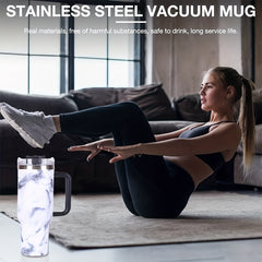40oz Insulated Tumbler With Handle & Straw Lid Stainless Steel Car Water Cup