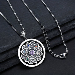 7 Chakra Necklace Ring Pendant Yoga Healing Stone Necklace