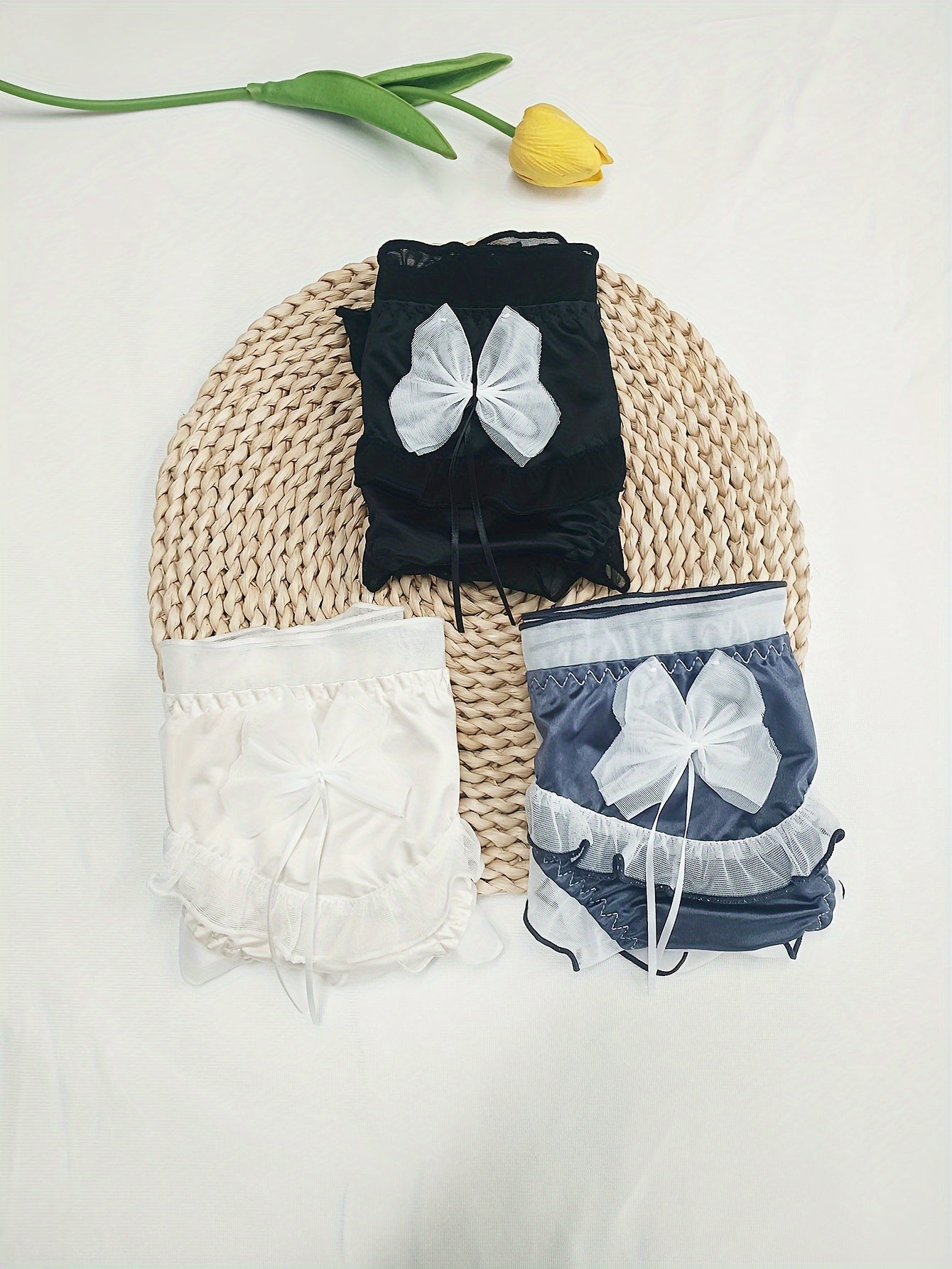 3pcs Contrast Mesh Briefs Comfy & Breathable Intimates Panties