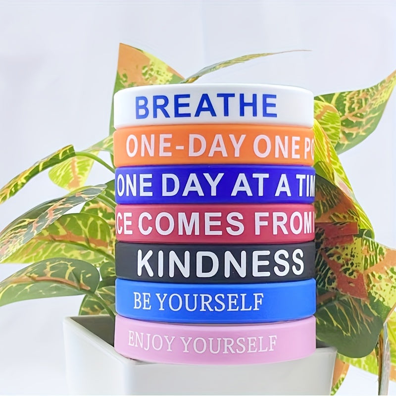 7pcs Inspirational Wristband Bulk Thank You Gift Silicone Bracelet Rubber Band