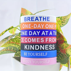 7pcs Inspirational Wristband Bulk Thank You Gift Silicone Bracelet Rubber Band