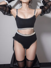 Ribbed Bra & Panties Set Seamless Lingerie S...