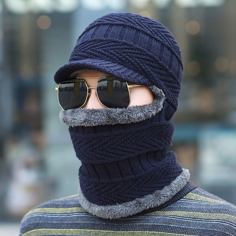 Men's Winter Cycling Windproof Woolen Hat Velvet Warm Pullover Hat