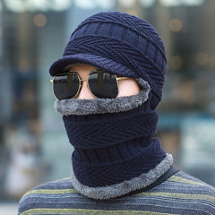 Men's Winter Cycling Windproof Woolen Hat Velvet Warm Pullover Hat