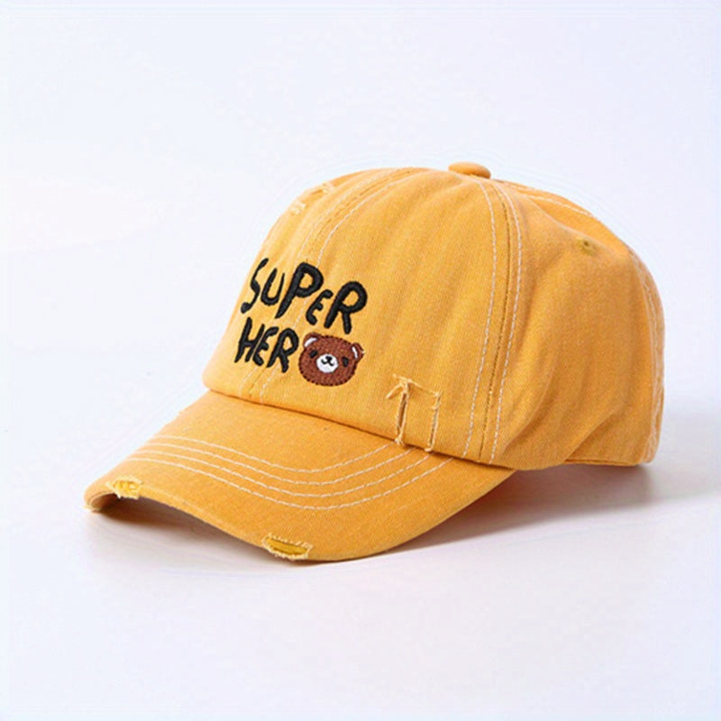 Kids Alphabet Bear Embroidered Baseball Cap for Outdoor Activities