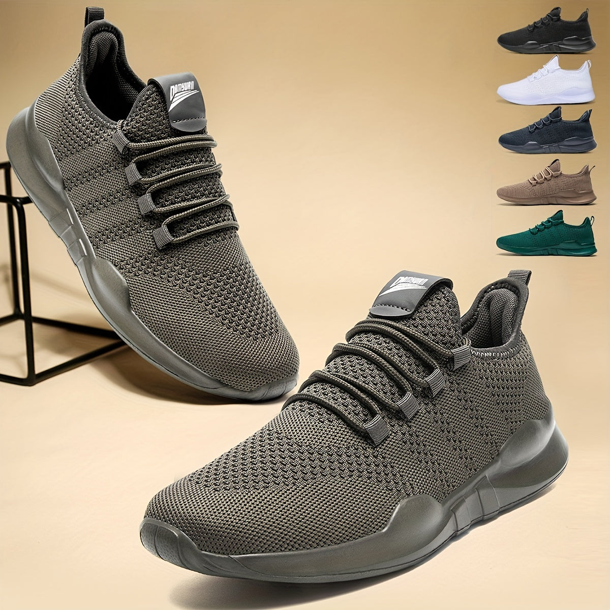 Men's Lightweight Knitted Running Shoes Breathable Sneakers One Size Bigger