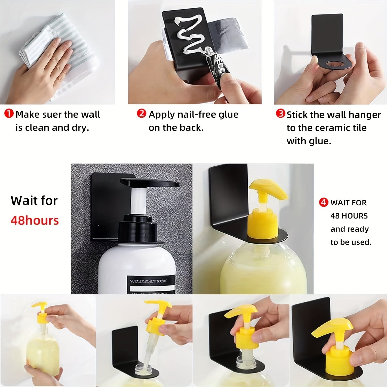Stainless Steel Shampoo Bottle Hanger Wall-mounted Holder