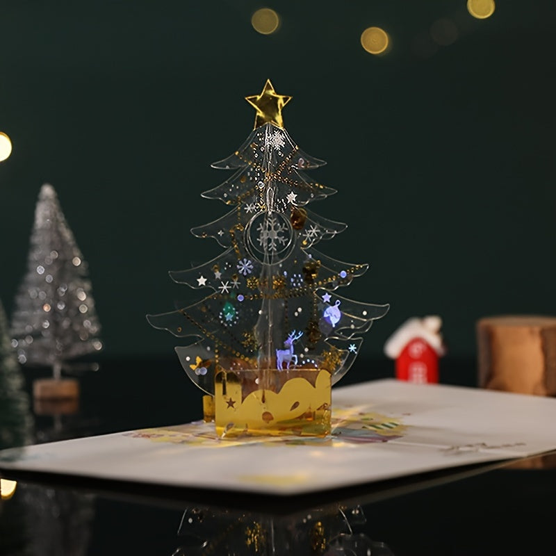 3D Christmas Card Crystal Christmas Tree Holiday Blessing