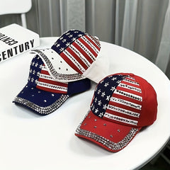 Flag Rhinestone Baseball Cap Patriotic Dad Hat