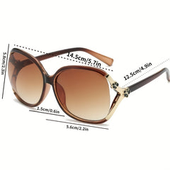 Oversized Round Sunglasses Gradient Lens Flower Decor UV400
