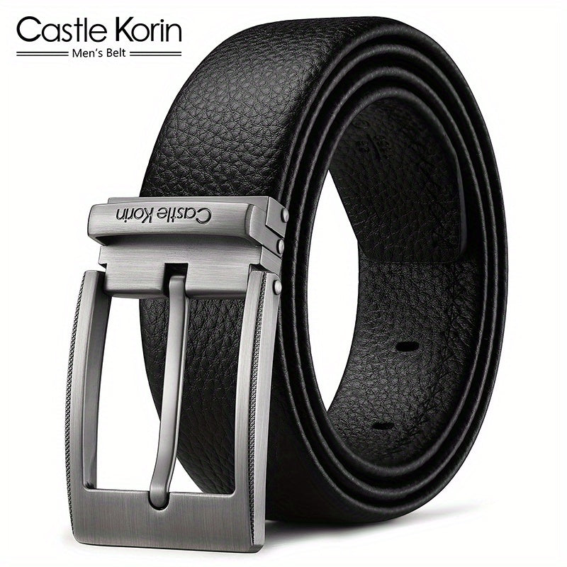 Men's Leather Belt With Pin Buckle Top Layer Cowhide Business Style