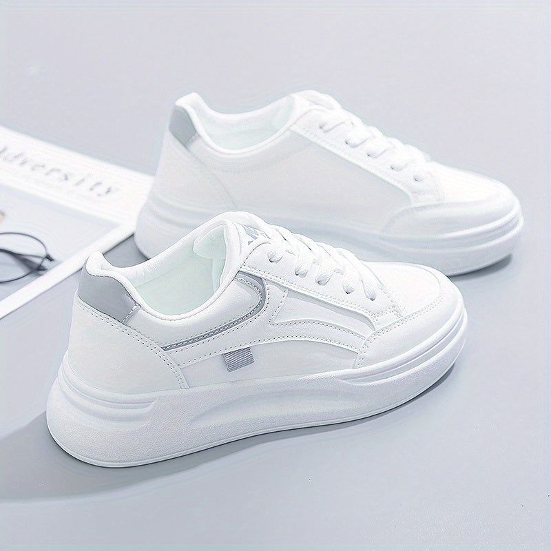 Women Round Toe Flat Sneakers Lace Up Low Top Board Shoes