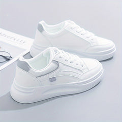 Women Round Toe Flat Sneakers Lace Up Low Top Board Shoes