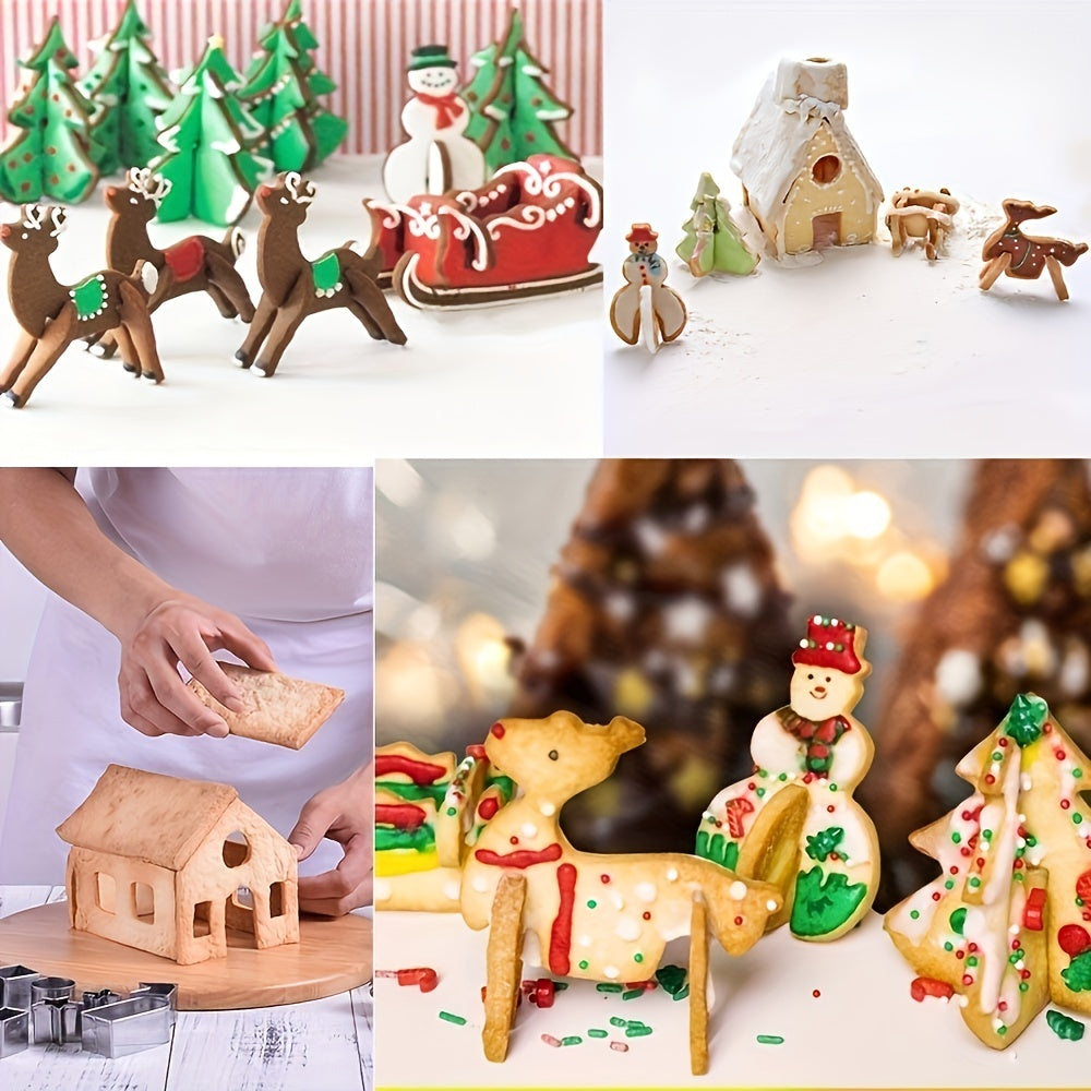 28pcs 3D Christmas Cookie Cutters Set - Xmas Stainless Steel