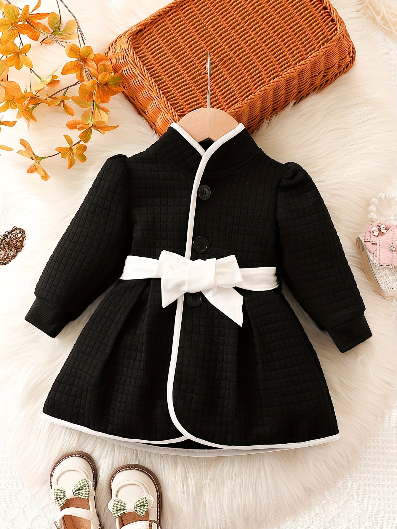 Baby Girls Thermal Belted Dress Set Princess Coat Cardigan