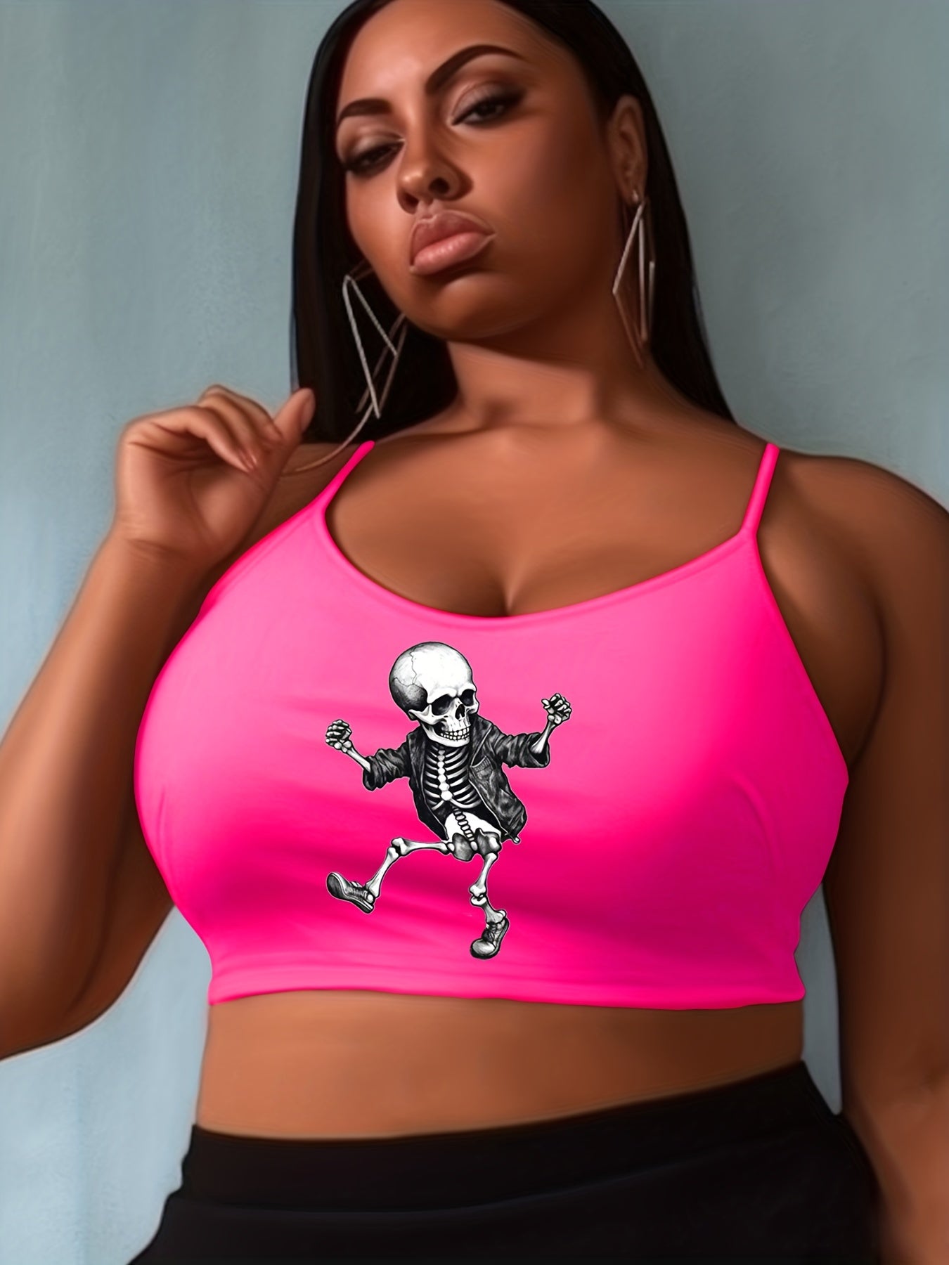  Halloween Skull Print Cami Top Women's