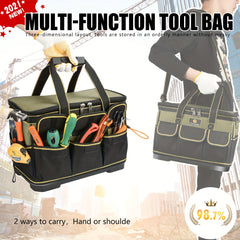 Professional Waterproof Tool Bag with Hard Bottom & Adjustable Shoulder Strap