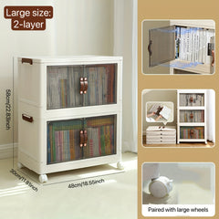 Plastic Foldable Storage Box With Doors Stackable Clothes Storage Shelf