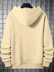 Men's Alien Print Hooded Sweatshirt Long Sleeve Drawstrings
