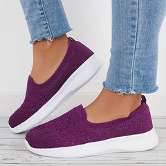 Women's Lightweight Slip On Walking Shoes Flying Woven Casual Sneakers