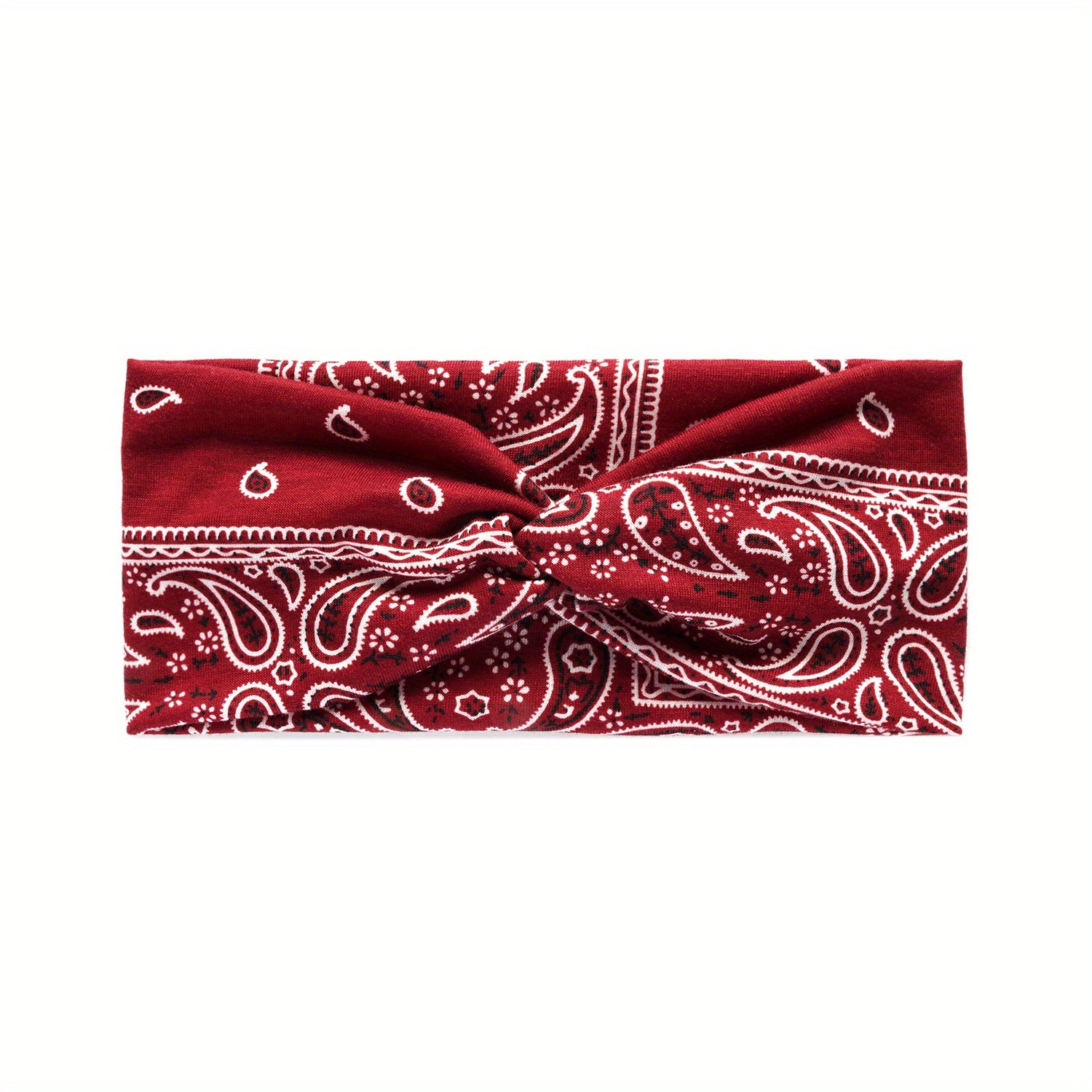 Boho Paisley Print Criss Cross Headband Wide Stretchy Hair Band