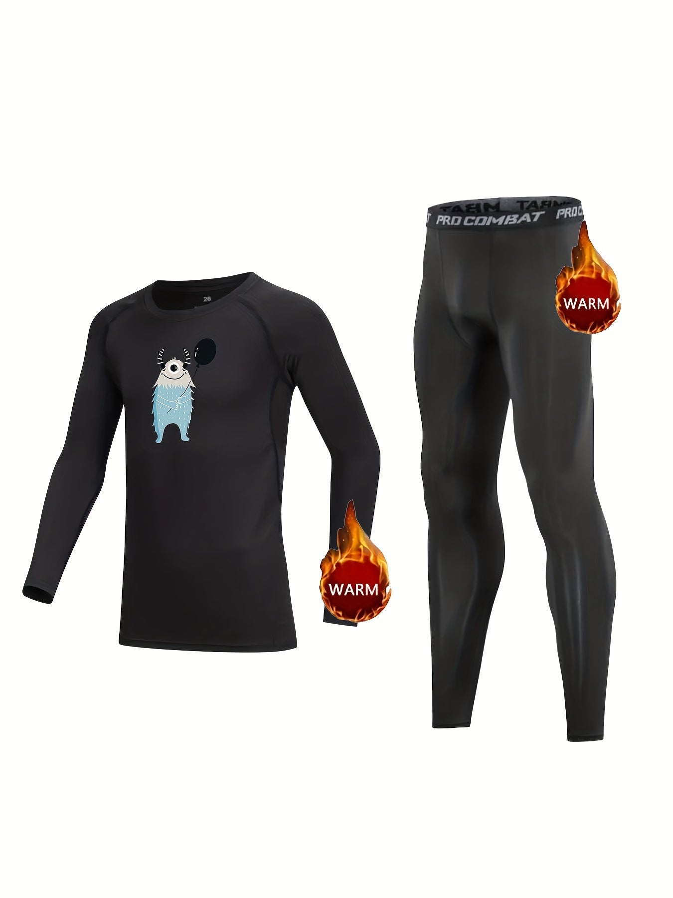 Little Monster Print Kids Fleece Base Set Long Sleeve & Legging