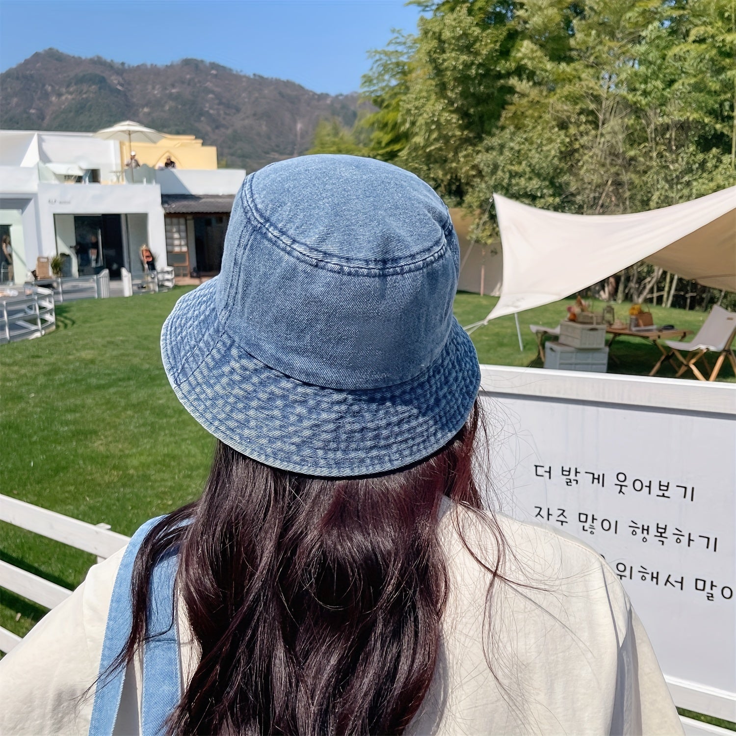 Embroidery Denim Bucket Hat Washed Distressed Vintage Basin Hat