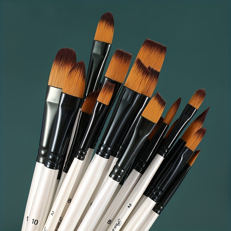 6-Piece Nylon Hair Brushes Set for Watercolor and Acrylic Painting