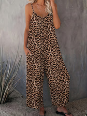 Leopard Print Cami Jumpsuit with Pockets