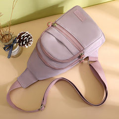 Nylon Single Zipper Chest Bag Casual Sling Bag