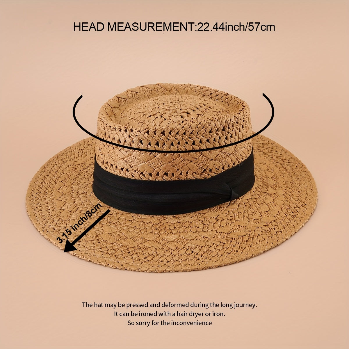 Straw Hat UV Protection Flat Brim Beach Vacation Top Hat