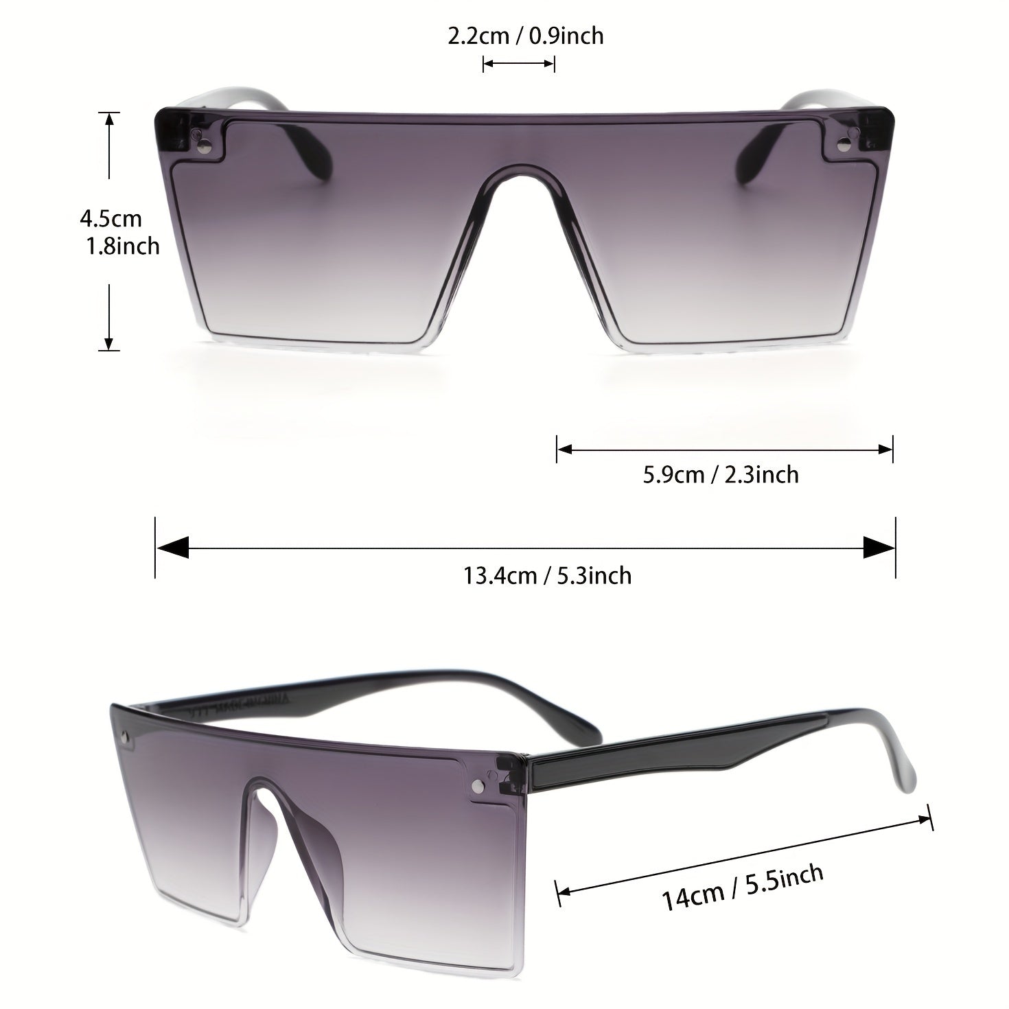 Flat Top Sunglasses Gradient Lens Rivet Decor Eyewear UV400