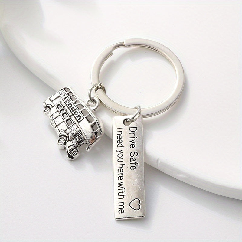London Bus Keychain Metal Key Ring Purse Bag Car Charm Souvenir Gift