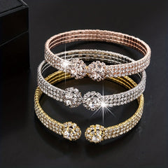 18K Plated Zircon Bangle Rhinestone Bracelet Wedding Jewelry