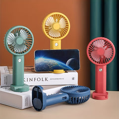 USB Rechargeable Handheld Fan Desktop Holder Small Compact Portable Fan