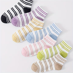 7 Pairs Striped Crew Socks Comfy & Breathable All match Socks Women's Stockings