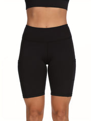 Women High Waist Yoga Biker Shorts with Side Pockets