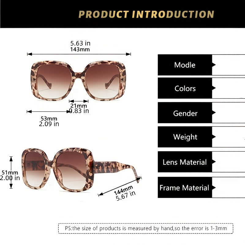 Y2K Large Square Sunglasses Tortoiseshell Gradient UV400 Sun Shades