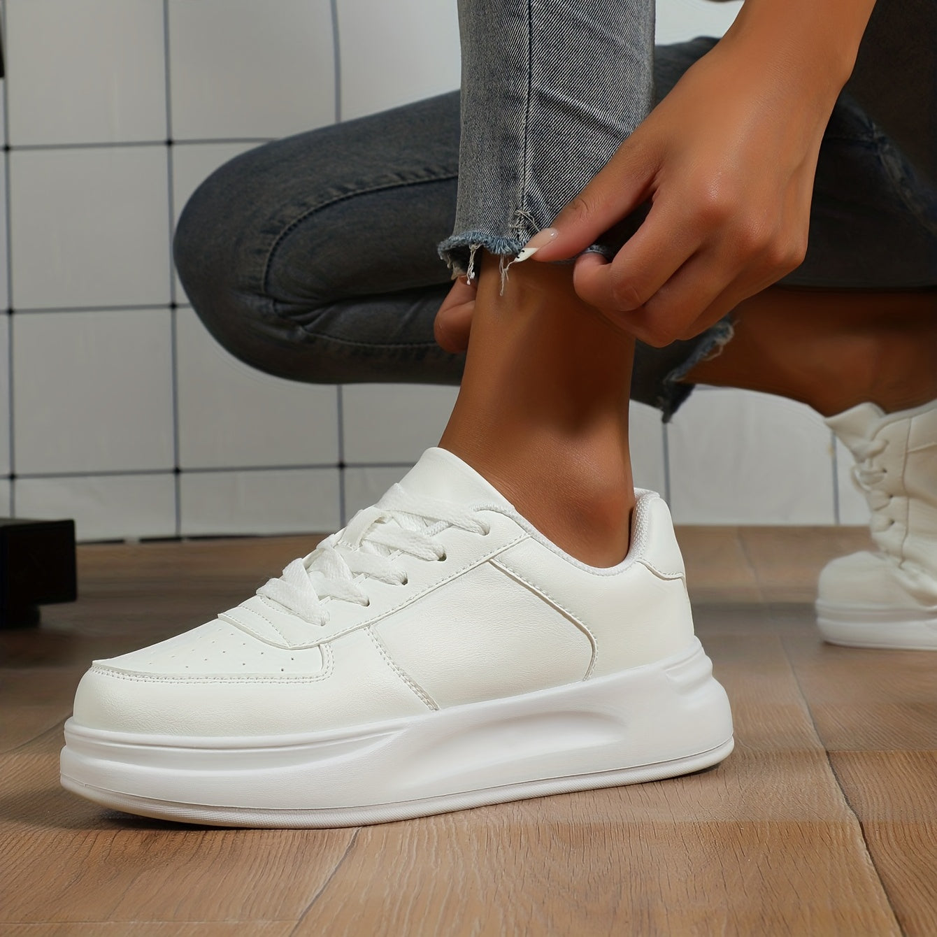 Women's Solid Board Shoes Thick Bottom Sports Shoes