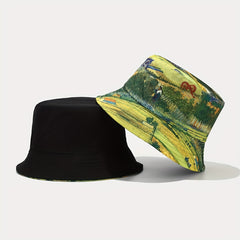 Oil Painting Fisherman Hat Bucket Hat Outdoor Sunshade Sunscreen