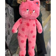 Pink Polka Dot Cat Plush Toy Big Cat Doll Pillow Gift Year Present Room Decor