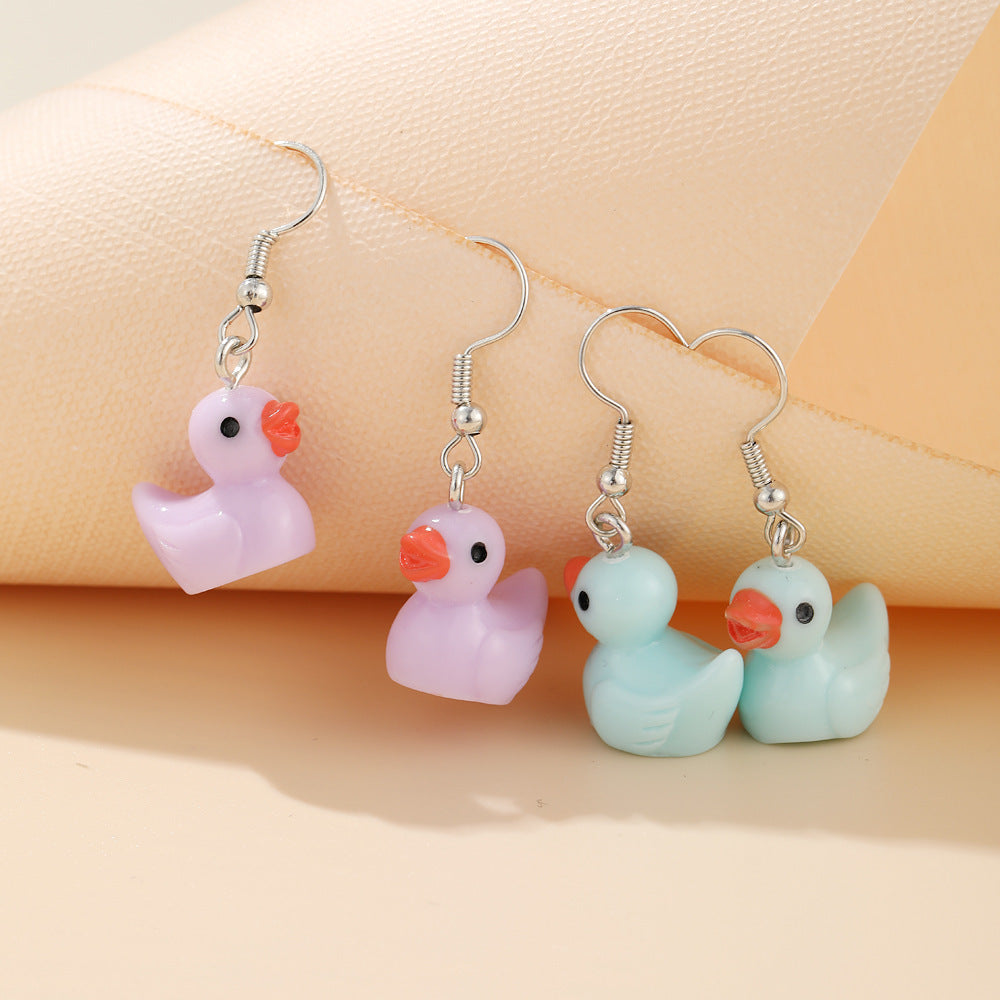 Duck Earrings Synthetic Resin Cute Animal Jewelry Dangle Earrings